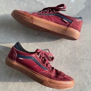 VANS Skate Gilbert Crockett men 6.5 Skateboard Shoes Burgundy Leather/Suede Navy
